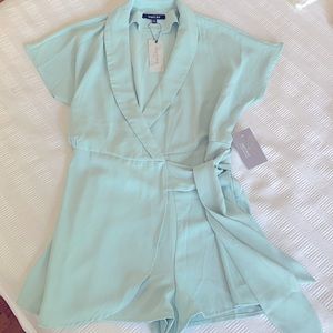 Wrap around collared romper